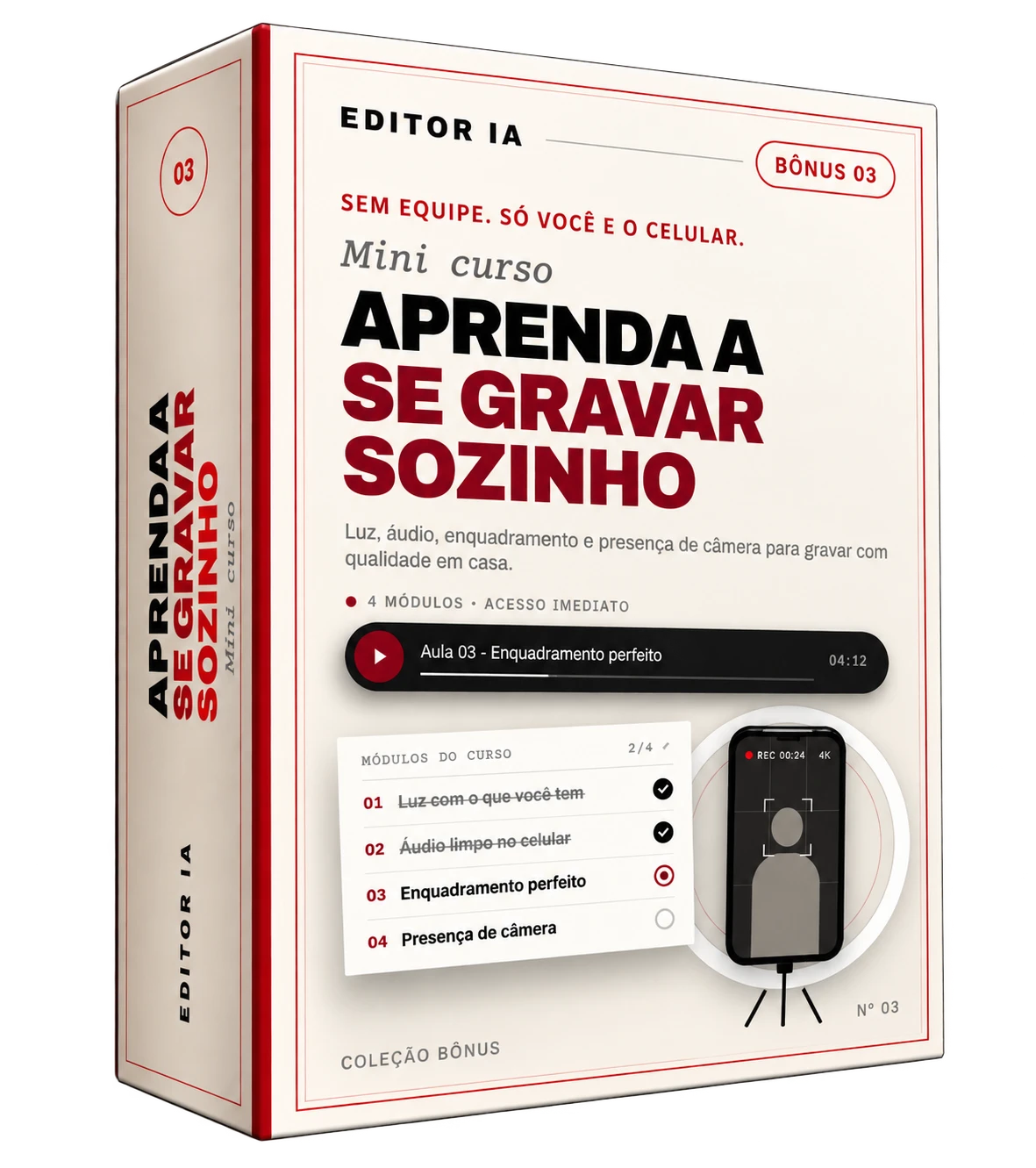 Caixa do bônus Mini curso Aprenda a se Gravar Sozinho